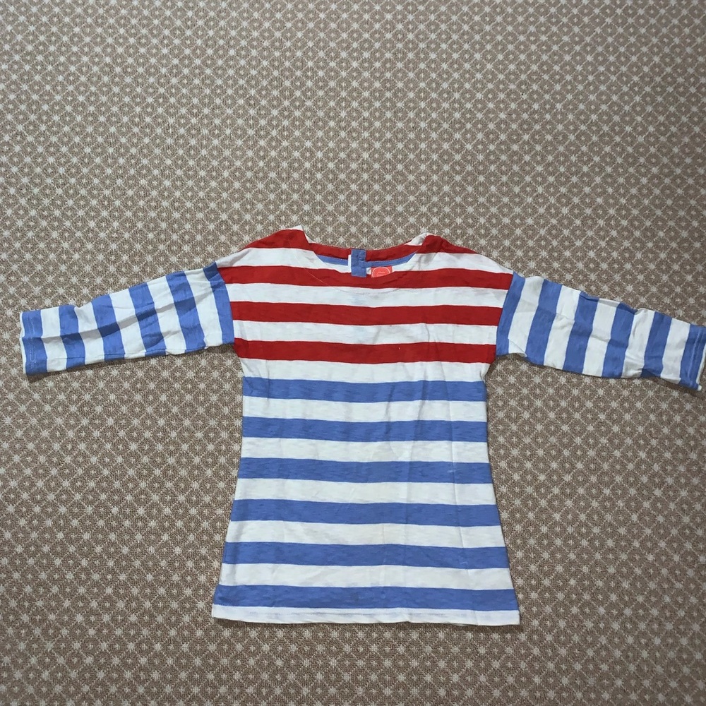 Joules red white and blue striped long sleeve top